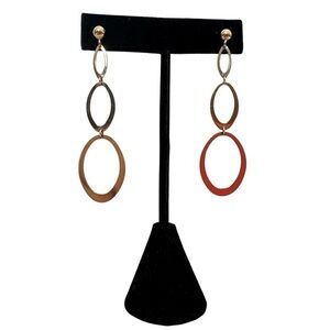 Vintage EternaGold SOLID GENUINE 14k yellow GOLD triple drop hoop earrings
